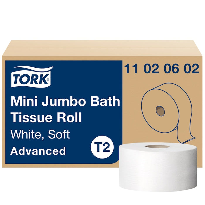 Tork® 11020602 Mini-Jumbo Roll T2, Bath Tissue JRT Refill, 2-Ply, White 12 Rolls/Case