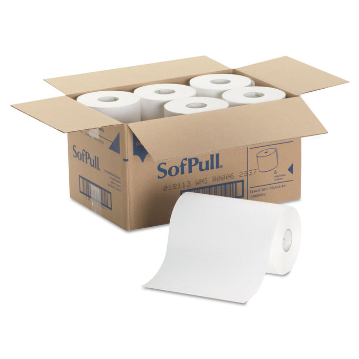 Georgia Pacific 26610 SofPullHardwound 1-Ply Towel Roll, 400 ft L x 9 Inch W, Paper, White; 6 Roll/Case