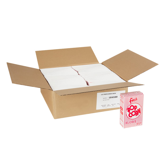 Red & White Closed Top Popcorn Boxes