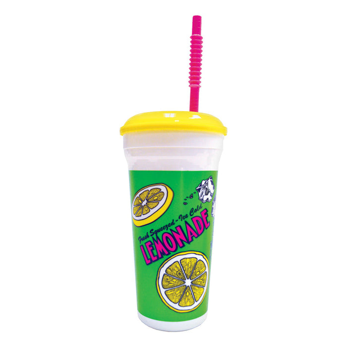 Lemonade Cup - 32 oz. Plastic Cup with lid and straw (200/CS)