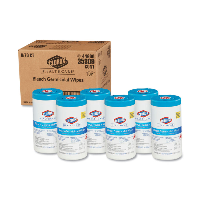 Clorox Healthcare® 35309 Bleach Germicidal Cleaner Disinfectant Wipes, 6/Case