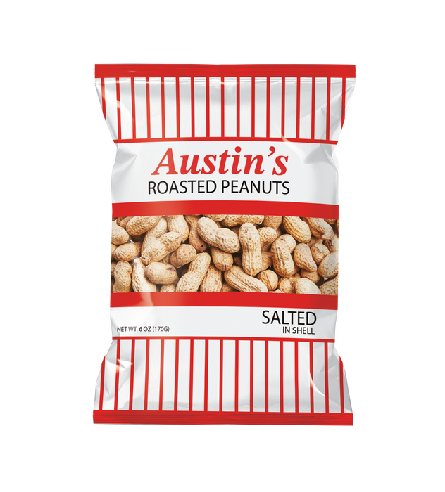 Austin's Roasted Peanuts Salted In Shell, 6 Ounce Bag (12-Pack)