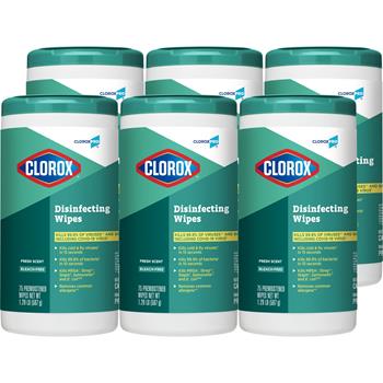 Clorox® 15949 Disinfecting Wipes, Fresh Scent, 75/Canister, 6/Case