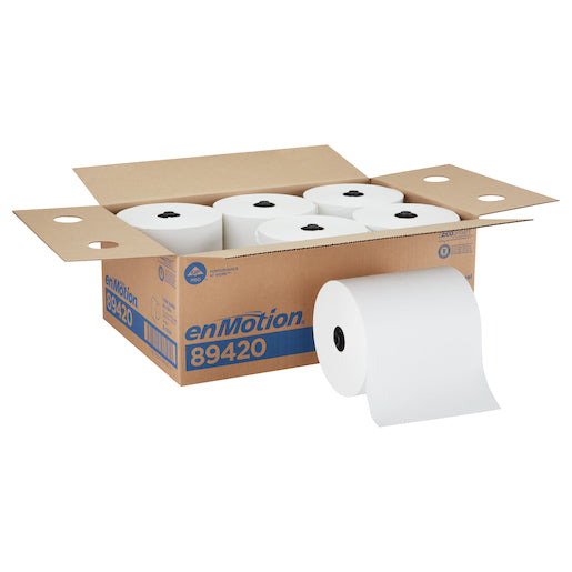 Georgia Pacific 89420 enMotion® Touchless 1-Ply Towel Roll, 700 ft L x 8.2 Inch W, Paper, White; 6 Roll/Case