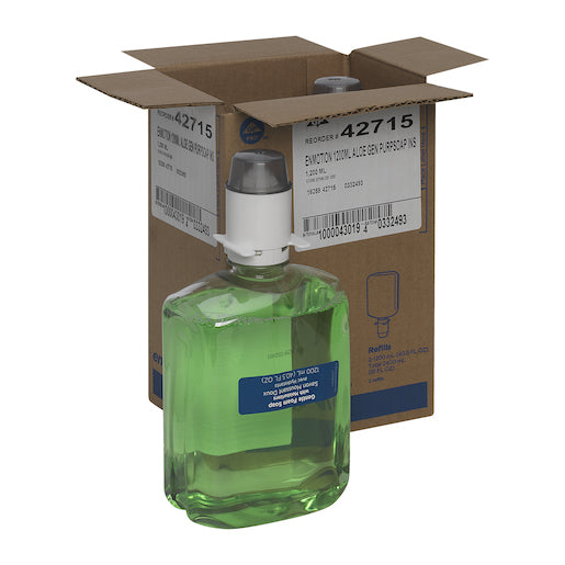 Georgia Pacific 42715 enMotion® Foam Hand Soap with Moisturizer, 1200mL Cartridge, Tranquil Aloe®, Clear Green; 2/Case