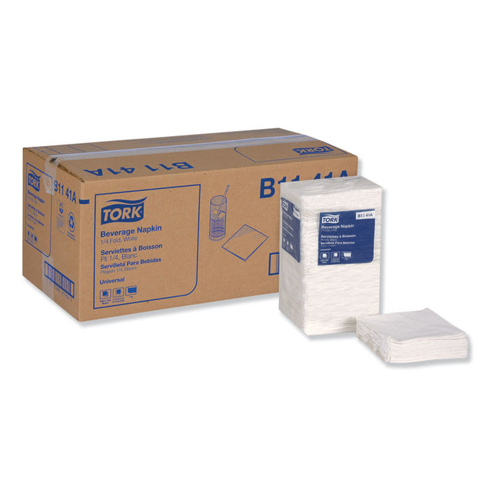 Tork® B1141A Universal Beverage Napkin, 1-Ply,9.13 x 9.13, 1/4 Fold, White (Case of 8)