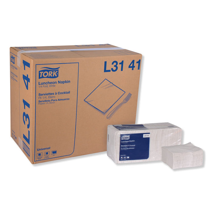 Tork® L3141 Universal Luncheon Napkins, 1-Ply, 13" x 11.5", 1/4 Fold, White (Case of 12)