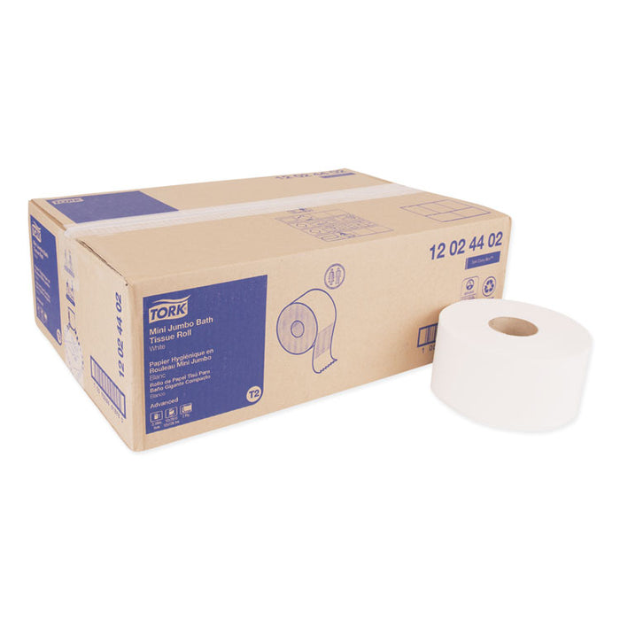 Tork® 12024402 Advanced Mini-Jumbo Roll Bath Tissue, 3.48 in x 751 ft, Septic Safe, 2-Ply, White (Case of 12)