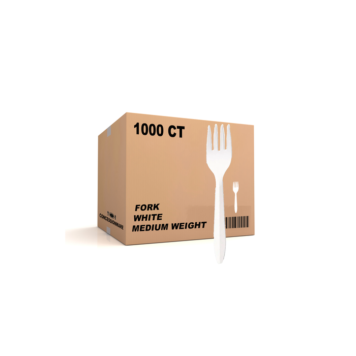 White Medium Weight Disposable Fork