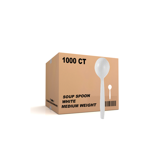White Medium Weight Disposable Soup Spoon