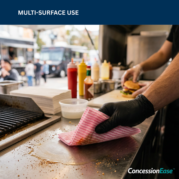 ConcessionEase Food Service Wipes 200 Count 20" x 13" – Disposable Bar Mop Replacement Towels – Heavy Duty Cloth-Like Cleaning Wipes for Restaurants, Kitchens & Food Trucks
