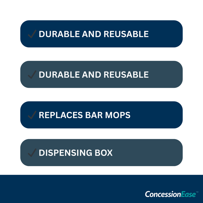 ConcessionEase Food Service Wipes 200 Count 20" x 13" – Disposable Bar Mop Replacement Towels – Heavy Duty Cloth-Like Cleaning Wipes for Restaurants, Kitchens & Food Trucks