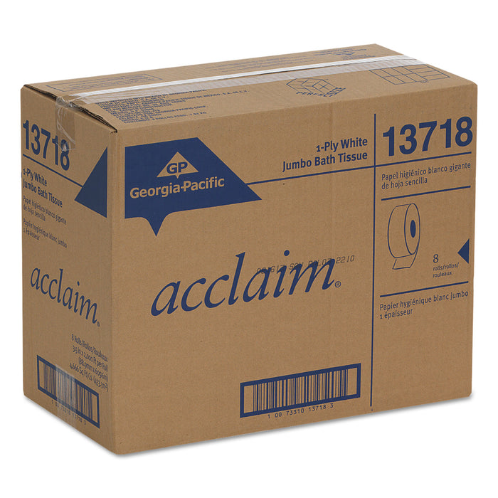 Georgia Pacific 13718 Acclaim Jumbo 1-Ply Toilet Tissue, 2000 ft L x 3-1/2 Inch W, Paper, White; 8 Roll/Case