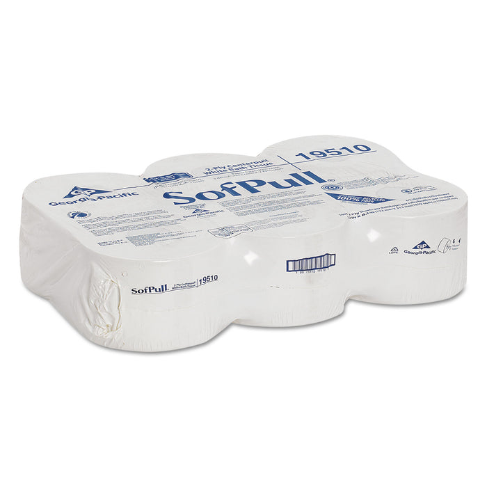 Georgia Pacific 19510 SofPull 2-Ply Toilet Tissue, 8.4 Inch L x 5-1/4 Inch W, 700 ft, Fiber, White; 1000 Sheet/Roll, 6 Roll/Case