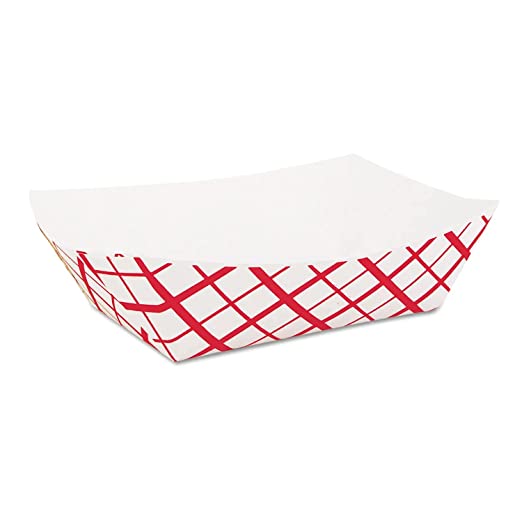 Red & White Paper Food Tray, 1 Compartment (500)