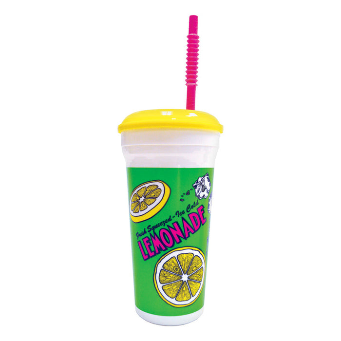 Lemonade Cup - 32 oz. Plastic Cup with lid and straw (Case of 200)