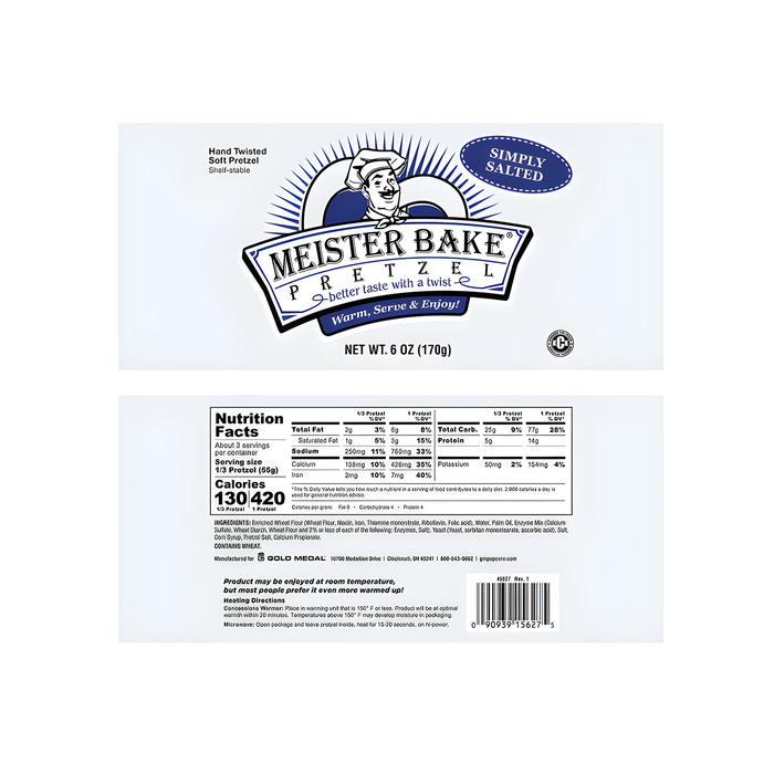 Meister Bake® Salted Pretzels, 6 oz. (6/CS)