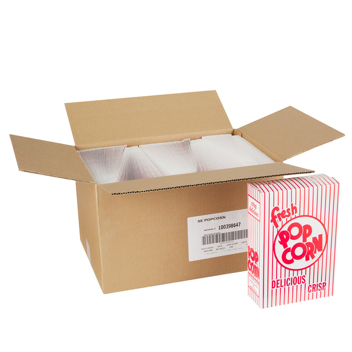 Red & White Closed Top Popcorn Boxes