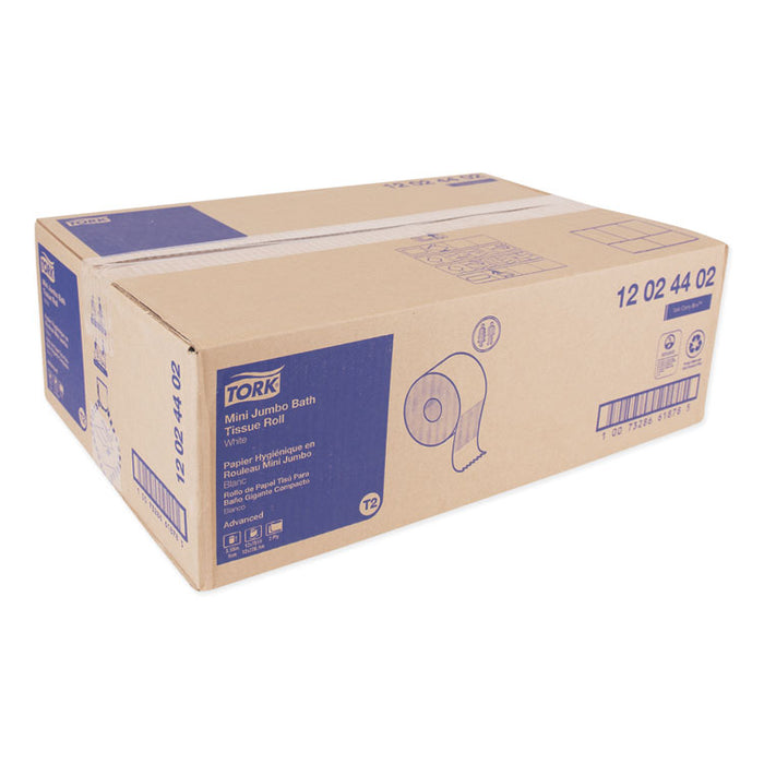 Tork® 12024402 Advanced Mini-Jumbo Roll Bath Tissue, 3.48 in x 751 ft, Septic Safe, 2-Ply, White (Case of 12)