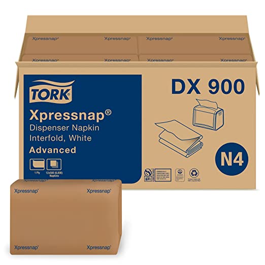 Tork® DX900 White Dispenser Napkin N4, Advanced, Interfold 1-ply, 13" x 8.5", White (Case of 12)