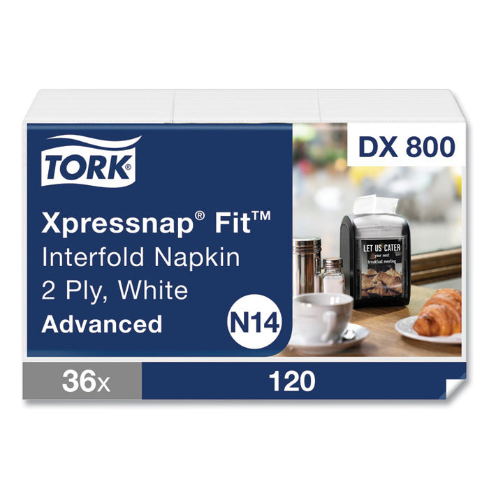 Tork® DX800 Xpressnap Fit Interfold Dispenser Napkins, 2-Ply, 6.5 x 8.39, White (Case of 36)
