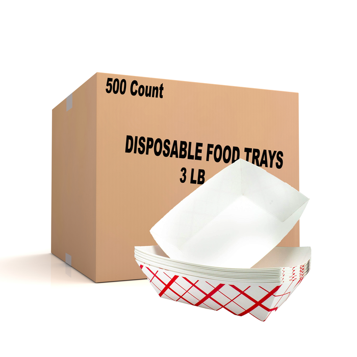 Red & White Paper Food Tray, 1 Compartment (500)