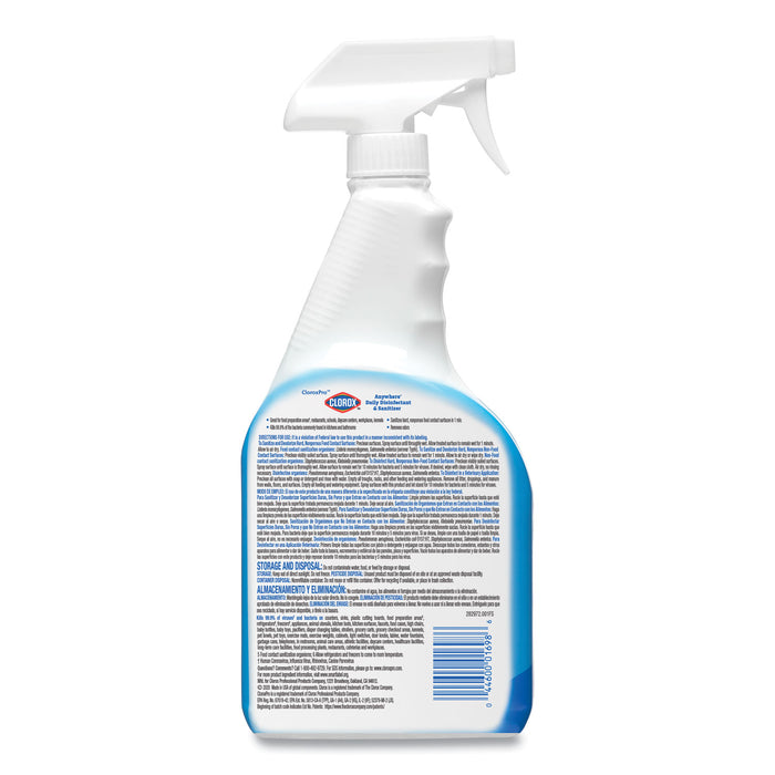 Clorox® 01698 Anywhere® Daily Disinfectant & Sanitizer, 32 oz Spray Bottle, 12/Case