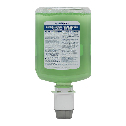 Georgia Pacific 42715 enMotion® Foam Hand Soap with Moisturizer, 1200mL Cartridge, Tranquil Aloe®, Clear Green; 2/Case