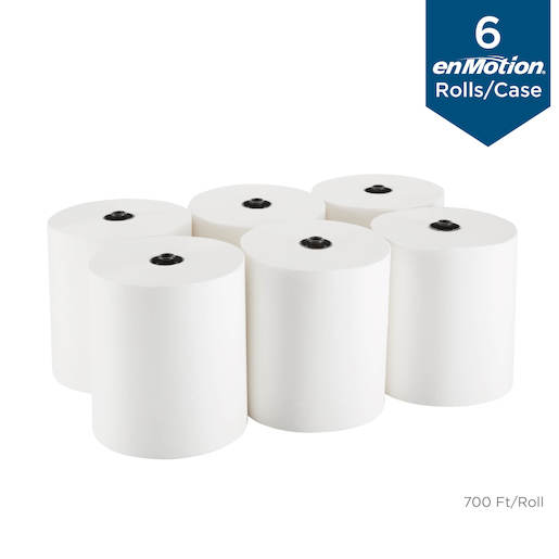 Georgia Pacific 89420 enMotion® Touchless 1-Ply Towel Roll, 700 ft L x 8.2 Inch W, Paper, White; 6 Roll/Case