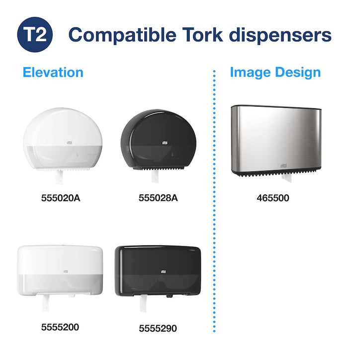 Tork® 11020602 Mini-Jumbo Roll T2, Bath Tissue JRT Refill, 2-Ply, White 12 Rolls/Case