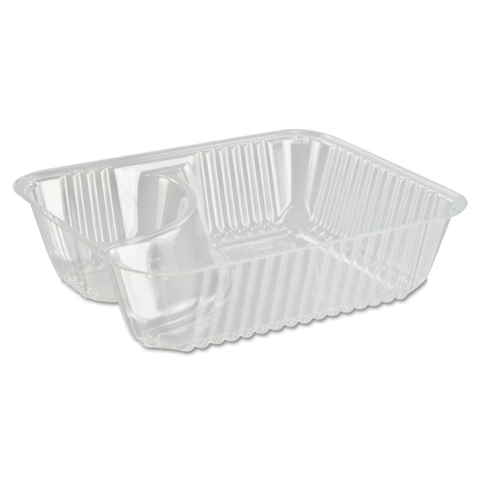 Dart C56NT2 ClearPac Plastic Nacho Tray, 9.7 Inch, 2 Compartment, Clear; 125/Bag, 4 Bag/Case