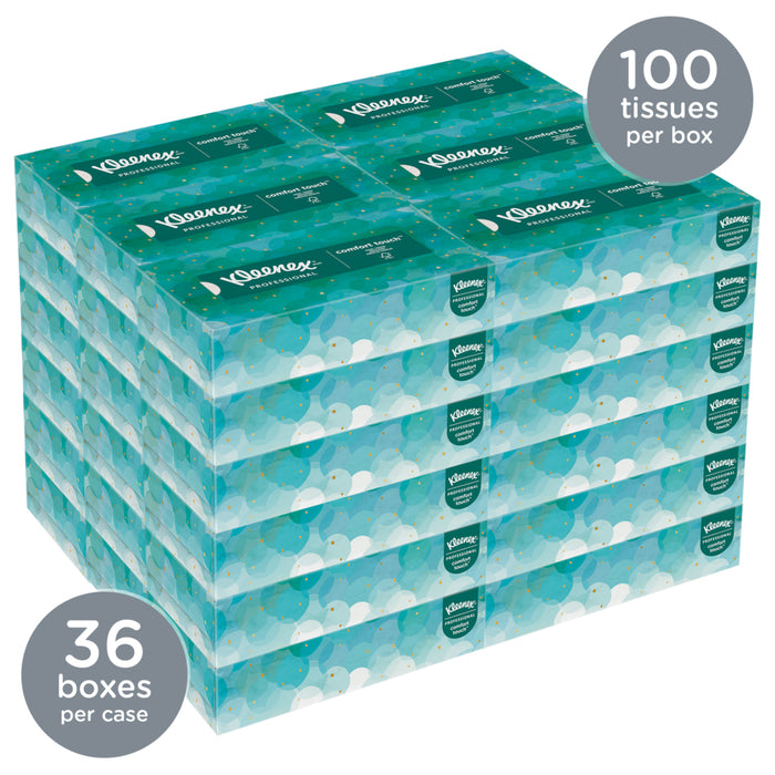 Kleenex® 21400 Professional 8.3X7.8 White 2PLY Paper Facial Tissue Flat Box 100 Count (Case of 36)