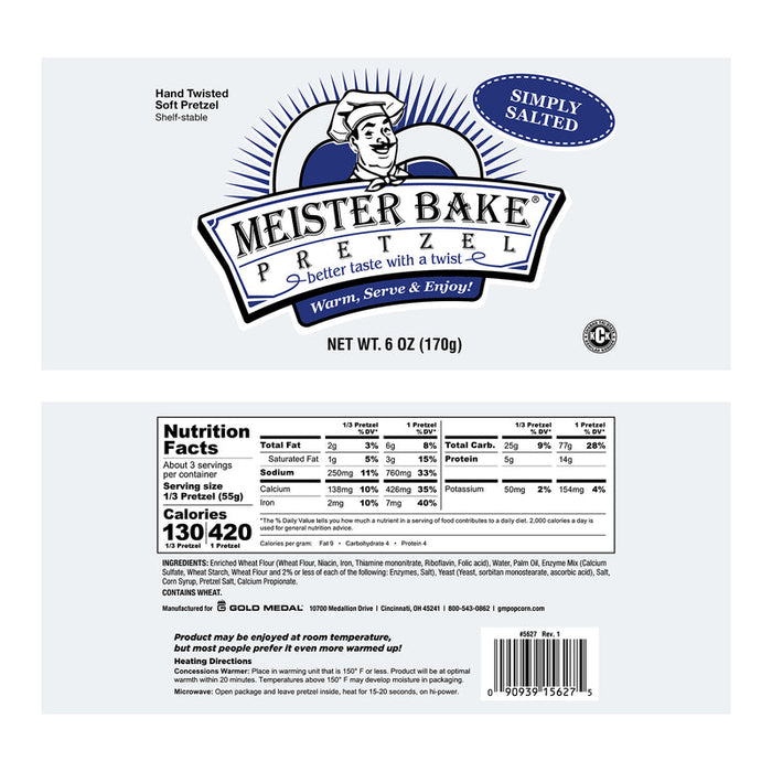 Meister Bake® Salted Pretzels, 6 oz. (Case of 6)