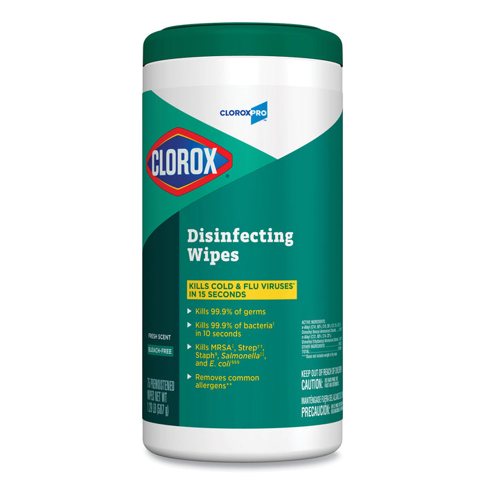 Clorox® 15949 Disinfecting Wipes, Fresh Scent, 75/Canister, 6/Case