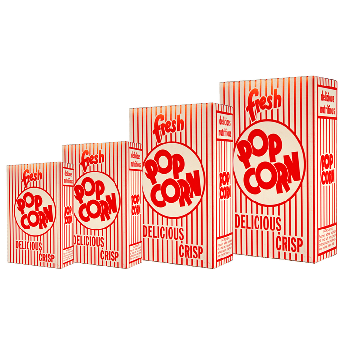 Red & White Closed Top Popcorn Boxes